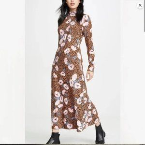Free People Retro Romance Molly Dress Leopard Roses Size Small